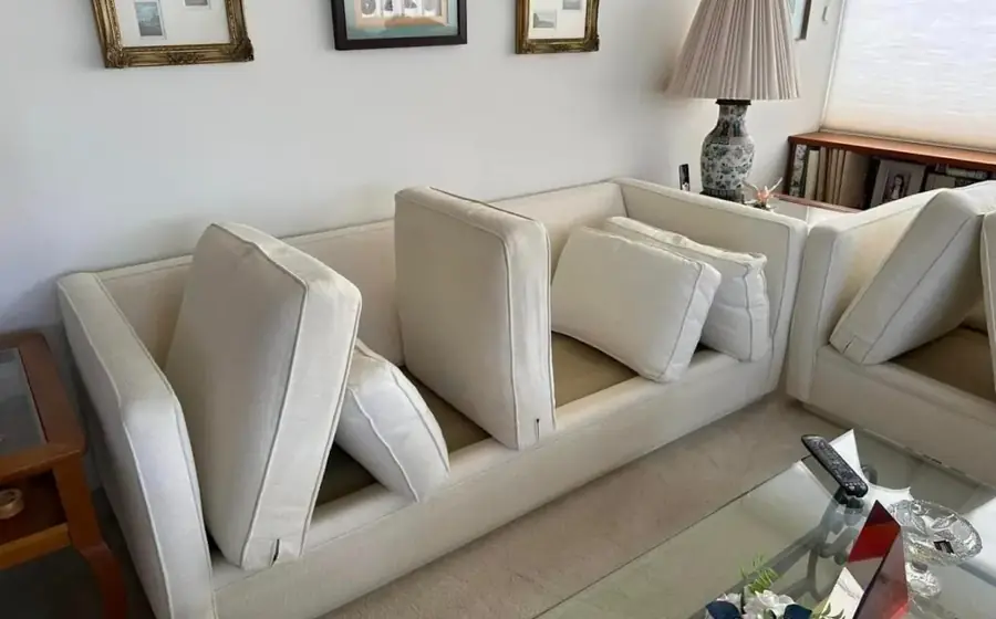 White sofa after a Deep Steam upholstery cleaning
